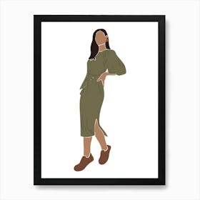 Woman In Green Dress 1 Art Print