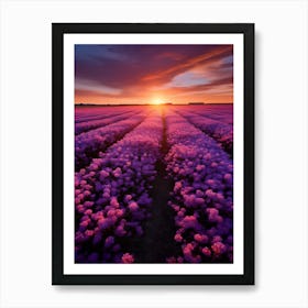 Sunset Over Lavender Field Art Print