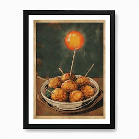 Takoyaki Japanese Cuisine Mid Century Modern Art Print