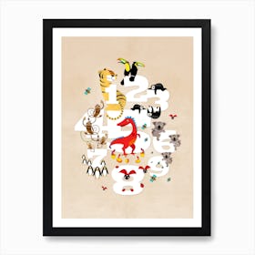 One Two Three Animals Art Print