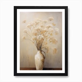 Queen Anne S Lace, Autumn Fall Flowers Sitting In A White Vase, Farmhouse Style 4 Art Print