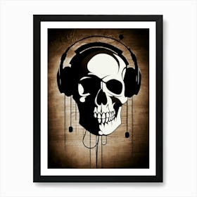 Skull With Headphones 104 Art Print