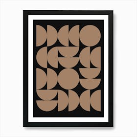 Mid Century Abstract Geometric Grid Tan brown black Art Print