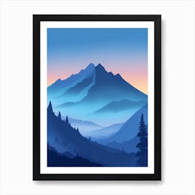 Misty Mountains Vertical Composition In Blue Tone 139 Art Print