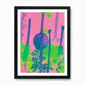 Leek 2 Risograph Retro Poster vegetable Art Print
