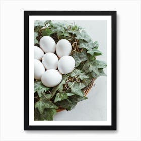 White Eggs In A Basket 3 Art Print