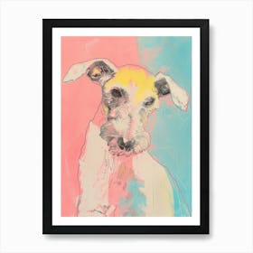 Pastel Bedlington Terrier Dog Line Illustration 2 Art Print