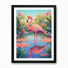 Flamingo In The Water Art Print