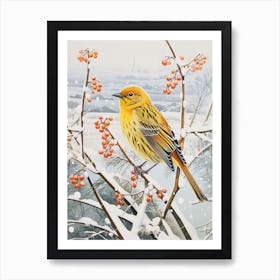 Winter Bird Painting Yellowhammer 3 Art Print