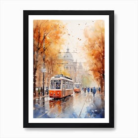 Berlin Germany In Autumn Fall, Watercolour 3 Art Print