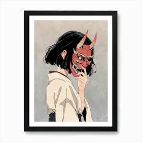 Demon Oni Anime Girl Art Print