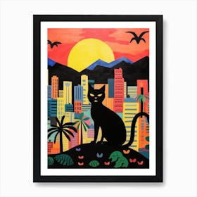 Rio De Janeiro, Brazil Skyline With A Cat 1 Art Print