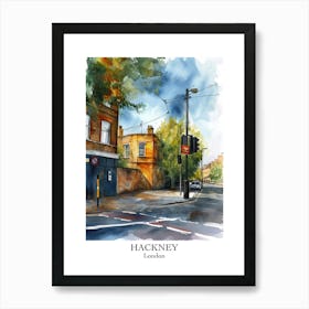 Hackney London Borough   Street Watercolour 4 Poster Art Print