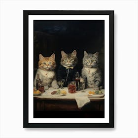 The Bachelors Party, Louis Wain Cats 3 Art Print