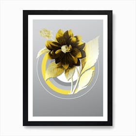 Botanical Double Dahlias in Yellow and Gray Gradient n.338 Art Print