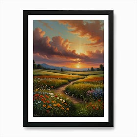 Sunset In The Meadow Art Print