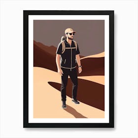 Man Walking In The Desert Art Print