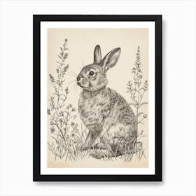 Dutch Blockprint Rabbit Illustration 5 Art Print