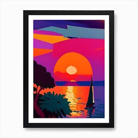 Lake Sunrise Geometric Art Print