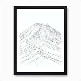 Mount Etna Italy Line Drawing 6 Art Print