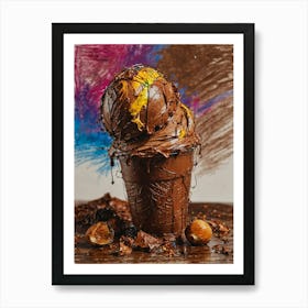 Chocolate Ice Cream With Hazelnuts Art Print