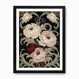 Peonies William Morris Style 16 Art Print