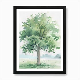 Lime Tree Atmospheric Watercolour Painting 4 Art Print