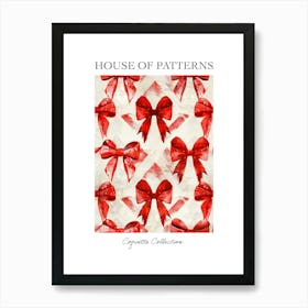 Dark Red Bows 4 Pattern Poster Art Print