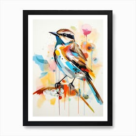 Bird Painting Collage Lark 3 Art Print