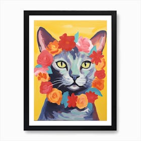 Burmese Cat With A Flower Crown Painting Matisse Style 2 Art Print