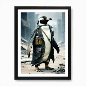 Penguin In A Leather Jacket Art Print