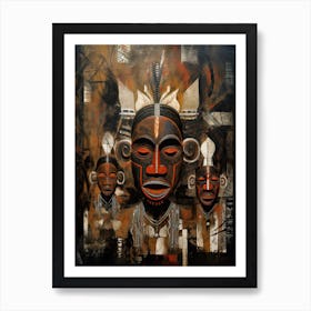 Savanna Reverie: Masked Reflections of Africa Art Print