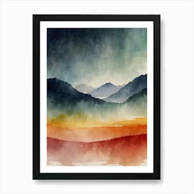 Watercolor Of Mountains 3 Art Print