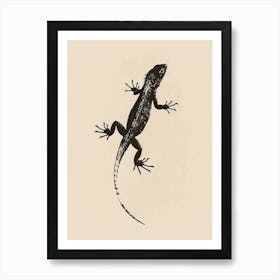 Minimalist Black Iguana Block Print 1 Art Print