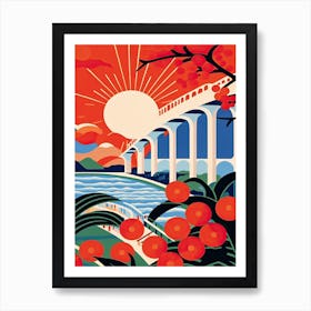 Puente Rio Niteroi, Brazil, Colourful 4 Art Print