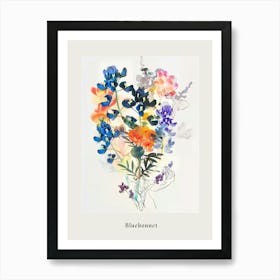 Bluebonnet 5 Collage Flower Bouquet Poster Art Print