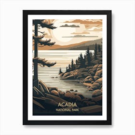 Acadia National Park Travel Poster Mid Century Style 2 Art Print