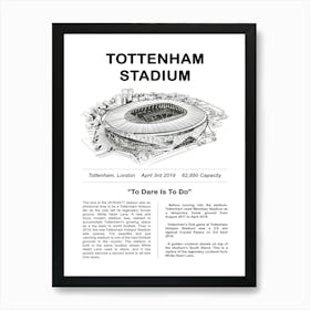 Tottenham Football Stadium Hotspur Spurs Arena Art Print