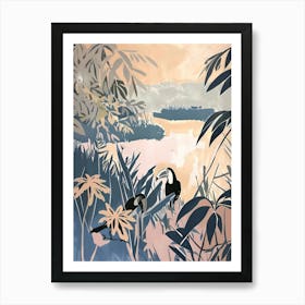 Toucans Pastels Jungle Illustration 4 Art Print