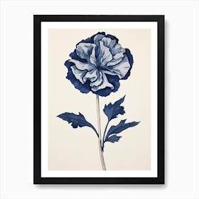 Blue Botanical Carnation 4 Art Print