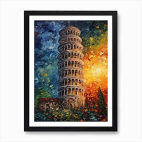 Tower Of Pisa Van Gogh Style 2 Art Print