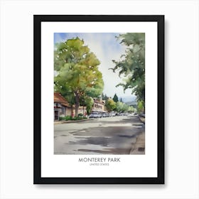 Monterey Park 1 Watercolour Travel Poster Art Print