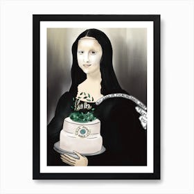 Mona Lisa After The Attack With The Cake Art Print