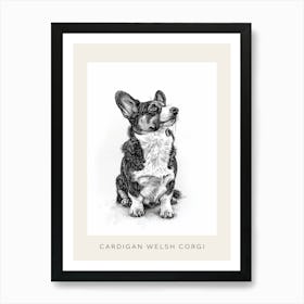 Cardigan Welsh Corgi Line Sketch 1 Poster Art Print