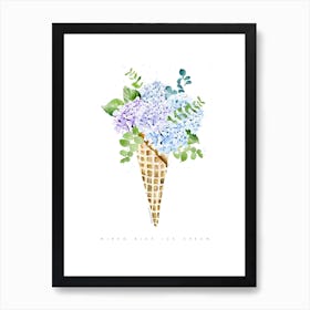 Blue Hydrangea Cone Art Print