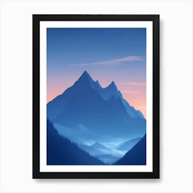 Misty Mountains Vertical Composition In Blue Tone 38 Art Print