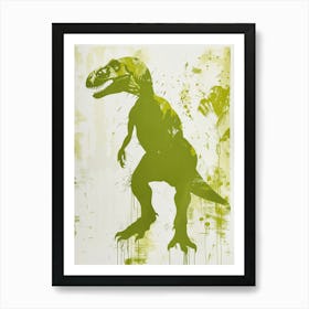 Khaki Green T Rex Silhouette 4 Art Print