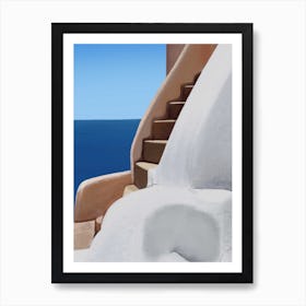 To The Secret Balcony Santorini Art Print