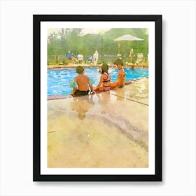 Swimming At The Pool Art Print