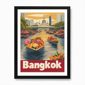 Aihrgdesign A Classic 1960s Travel Poster For Bangkok Art Print